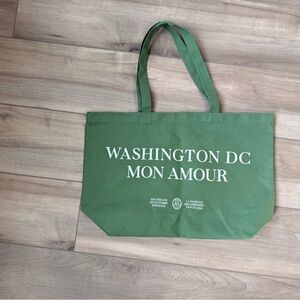 Sezane Washington DC Green Canvas Tote Bag